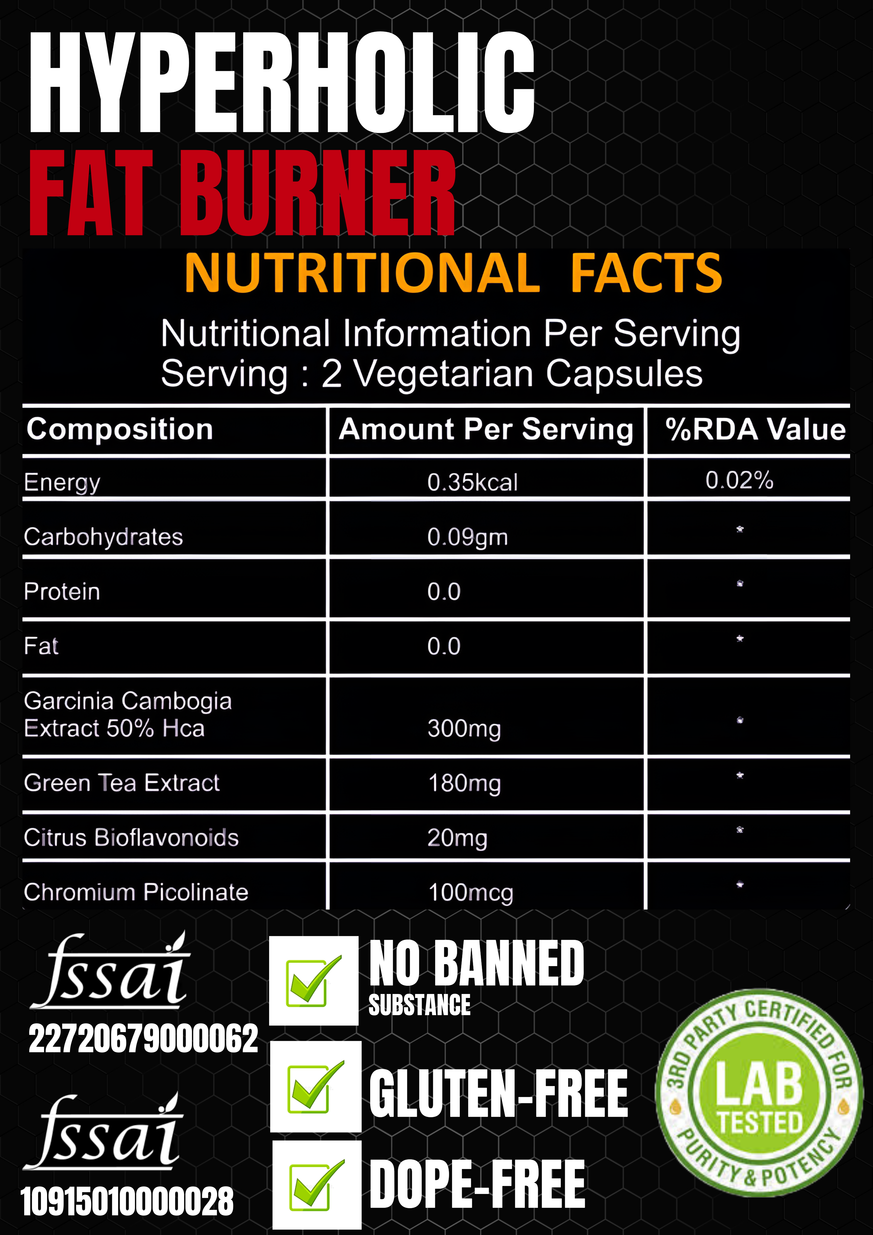 Sidra Nutrition Hyperholic Fat Burner ( 90Cap, Unflavoured ) - Image 3