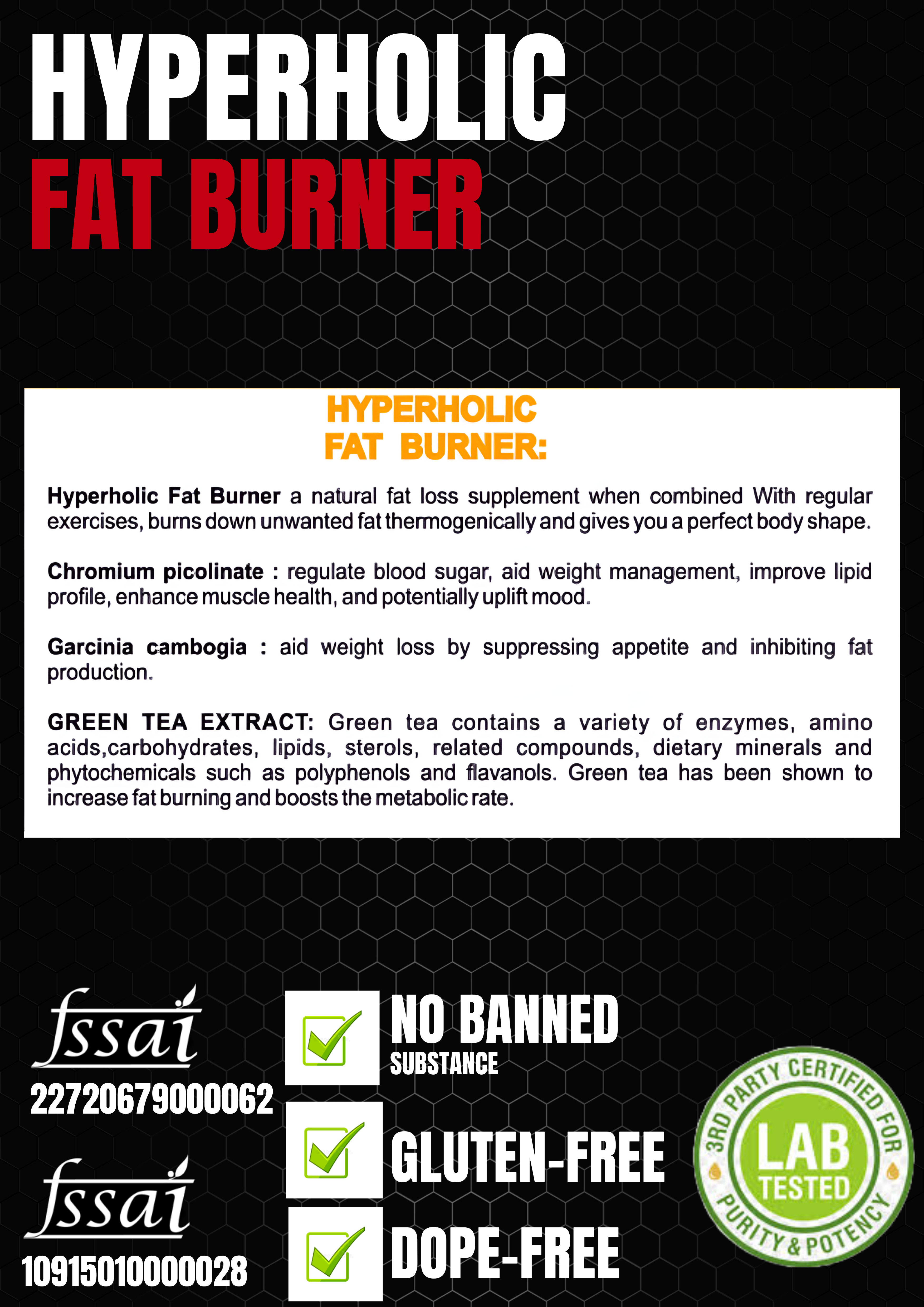 Sidra Nutrition Hyperholic Fat Burner ( 90Cap, Unflavoured ) - Image 2