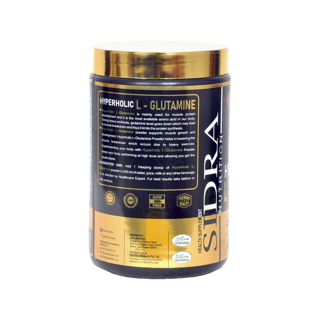Sidra Nutrition Hyperholic L-Glutamine ( 60 Servings, 300Gm, Unflavoured ) - Image 2