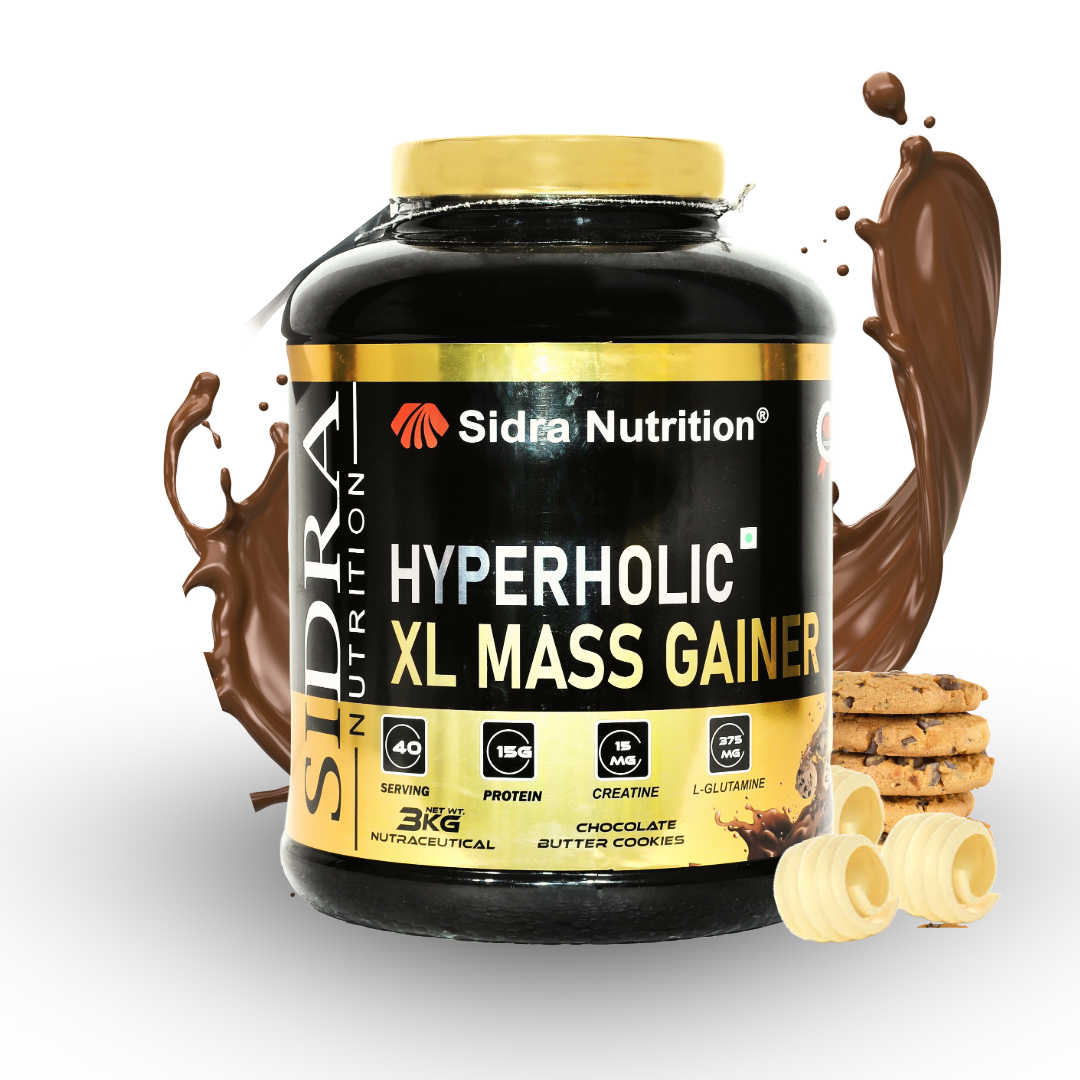Sidra Nutrition Hyperholic XL Mass Gainer ( 40 Servings, 3kg, Chocolate Butter Cookies )