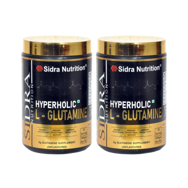 Sidra Nutrition Hyperholic L-Glutamine Combo ( 120 Servings, 300Gm X 2, Unflavoured )