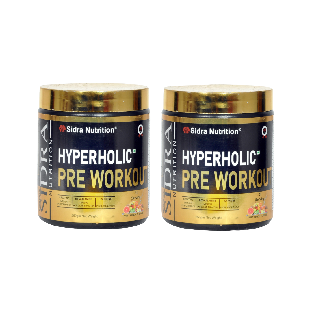 Sidra Nutrition Hyperholic Preworkout  ( 62 Servings, 250Gm X 2, Fruit Punch )